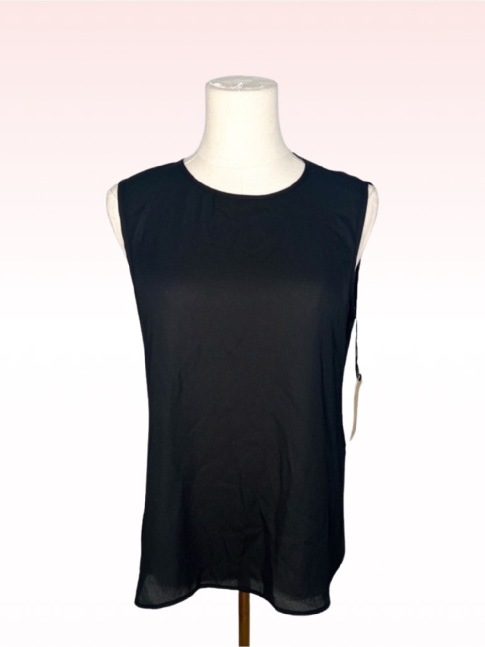 Nwt HALOGEN Black Semi Sheer Key Hole Back Top (Sz XS)
